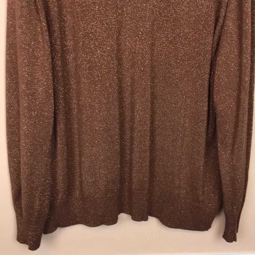 Lane Bryant Women’s Bronze Brown Metallic V-Neck Long Sleeve Sweater - Image 3