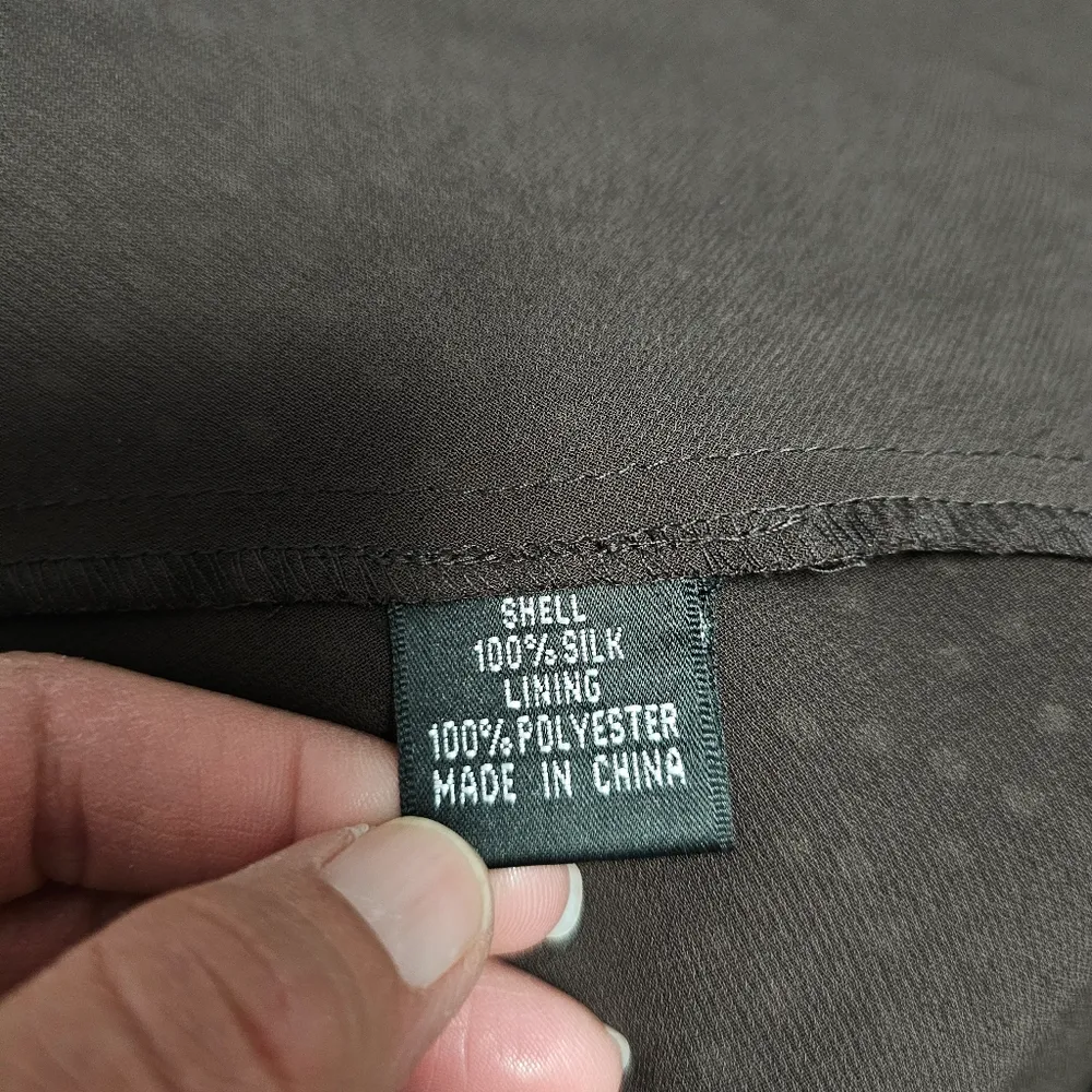 Adrianna Papell Brown & White Polka Dot Silk Aline Dress Size 6 - Image 6