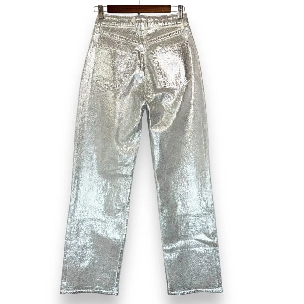 NWT Abercrombie & Fitch Jeans 25 0R High-Rise 90s Curve‎ Love Relaxed Silver - Image 6