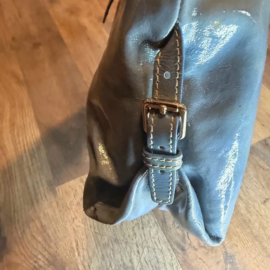 Extremely Rare Vintage Dooney and Bourke large hobo top carry handbag dusty blue - Image 5