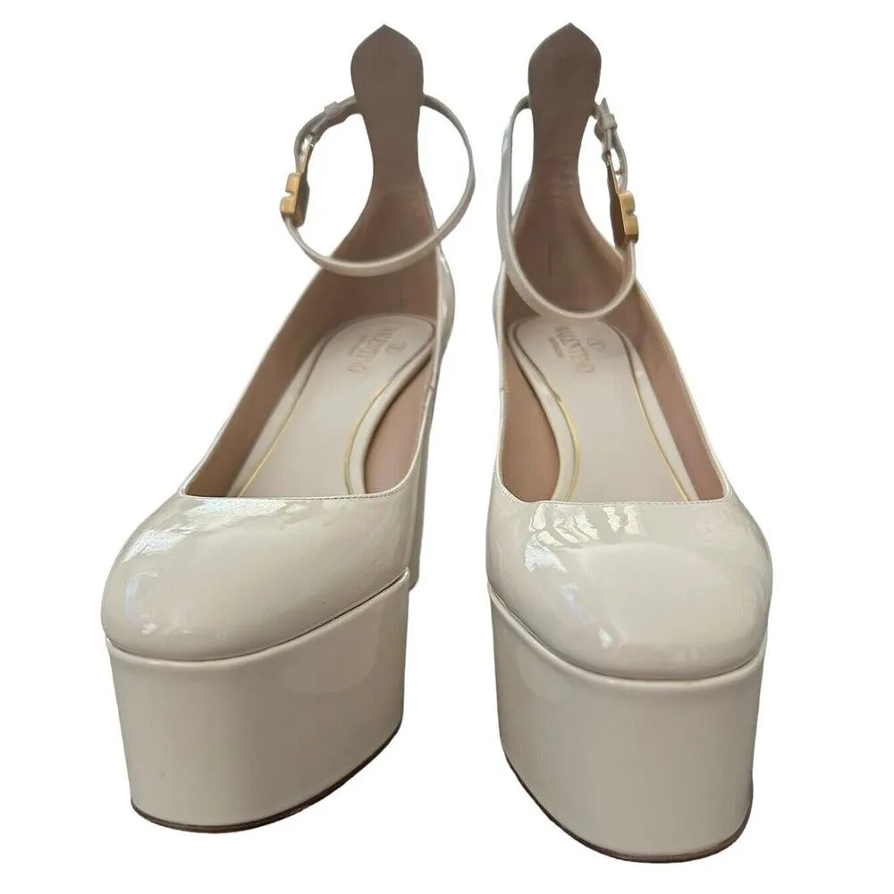 Valentino Womens Ivory Patent Leather Tan - Image 3