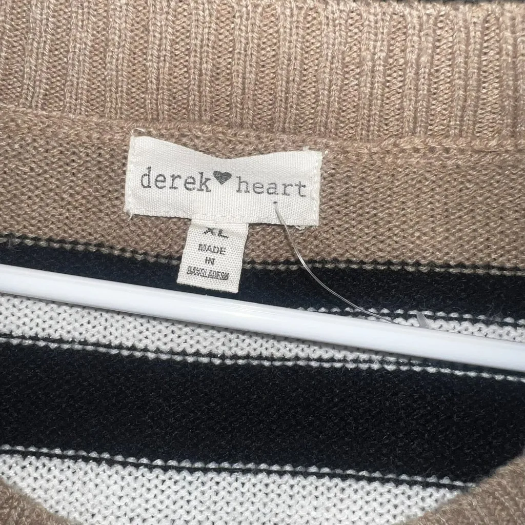 Derek Heart Women’s Striped Sweater Dress Size XL Tan Black White Long Sleeve - Image 5