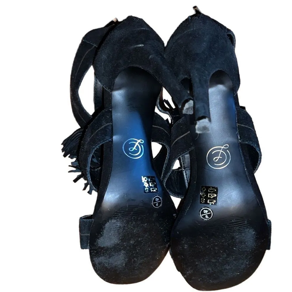 Chinese Laundry Black Suede Sandals Size 9 - Image 6