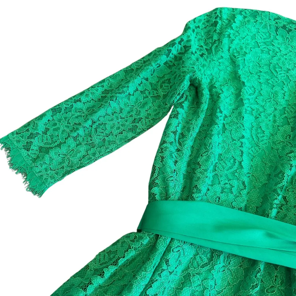Diane Von Furstenberg DVF Julianna Lace Wrap Dress Green 3/4 Sleeve Size 10 - Image 11