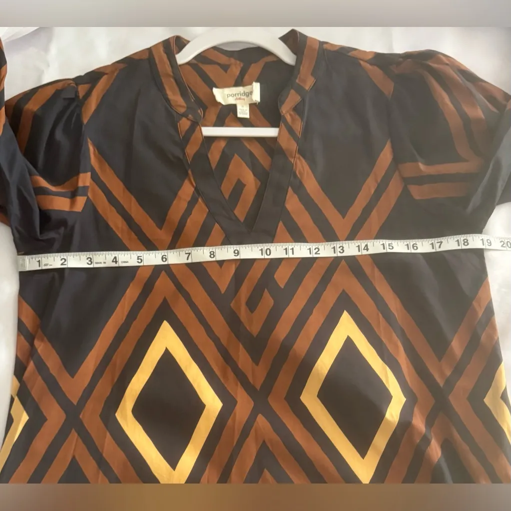 Anthropologie Porridge Womens Brown Black Geometric Mireil Midi Dress Small - Image 6