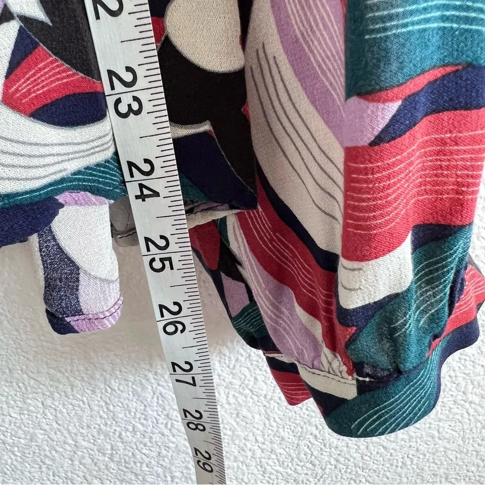 Maeve Anthropologie Cheyenne Blouse Peplum Geometric Brick Navy - Image 11