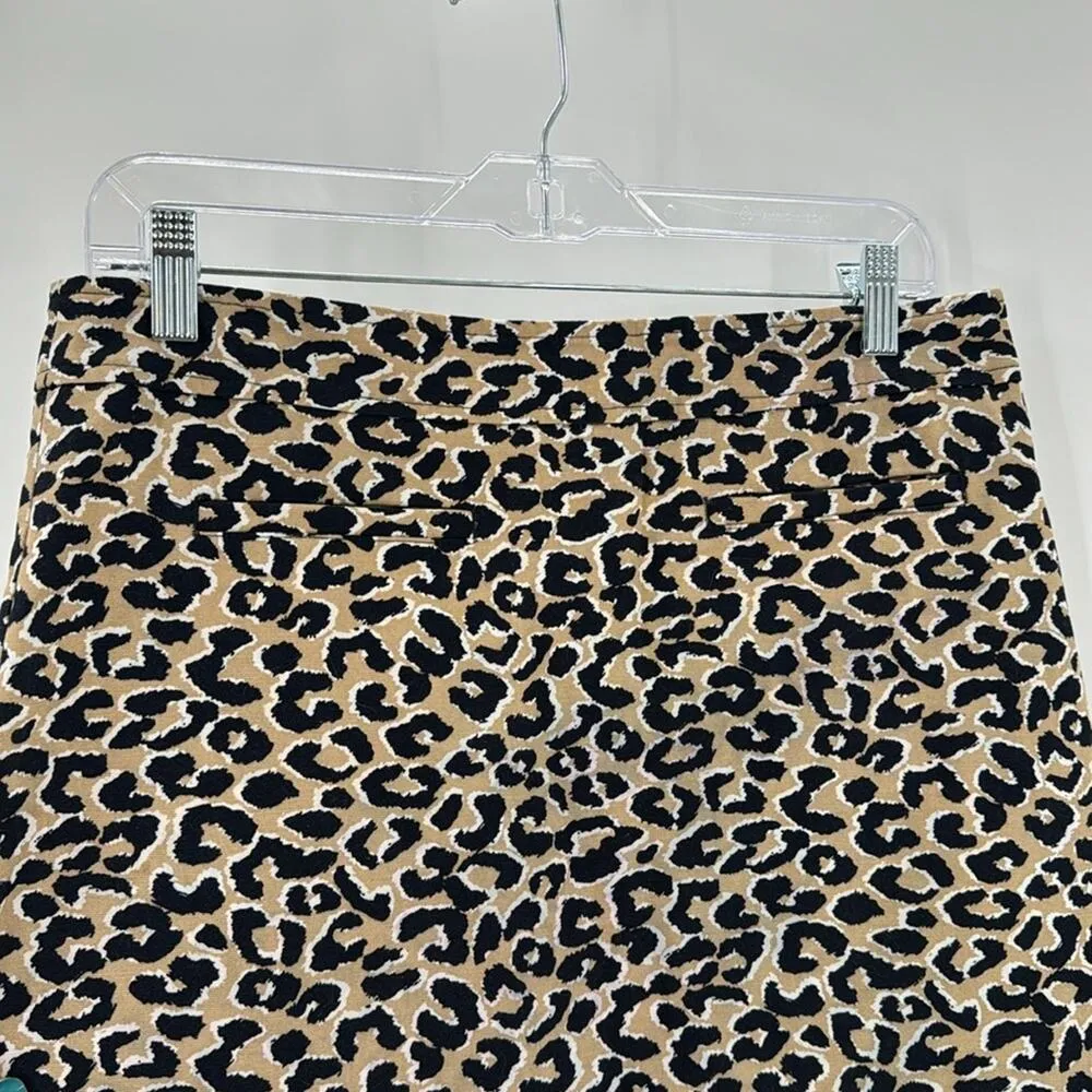 Talbots Canvas Cotton Animal Print Skirt Tan Black office date night size 10P - Image 6