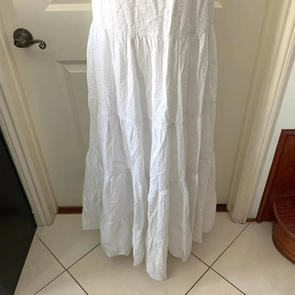 NEW Victoria Dunn King Street Tie Strap Maxi Dress in Eyelet White Size undefined - Image 8