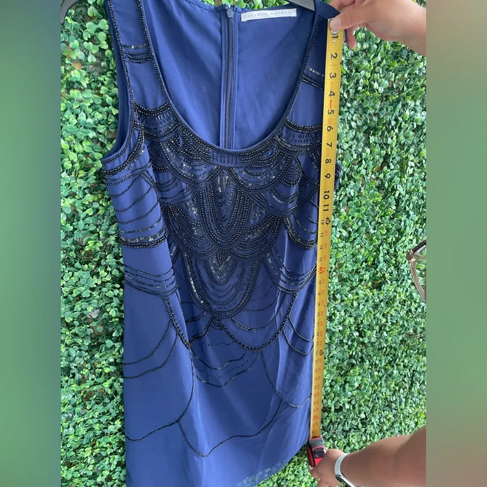 Susana Monaco - Navy Blue W/ Black Beaded Embellished Sheath Dress - NWOT - Image 7