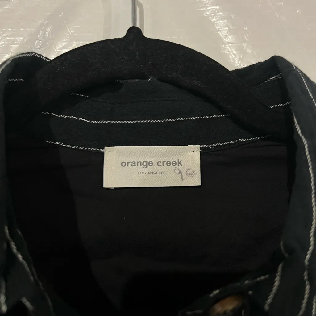 Orange Creek  Black Striped Button Down Tie Front Dress Size Small - Image 3