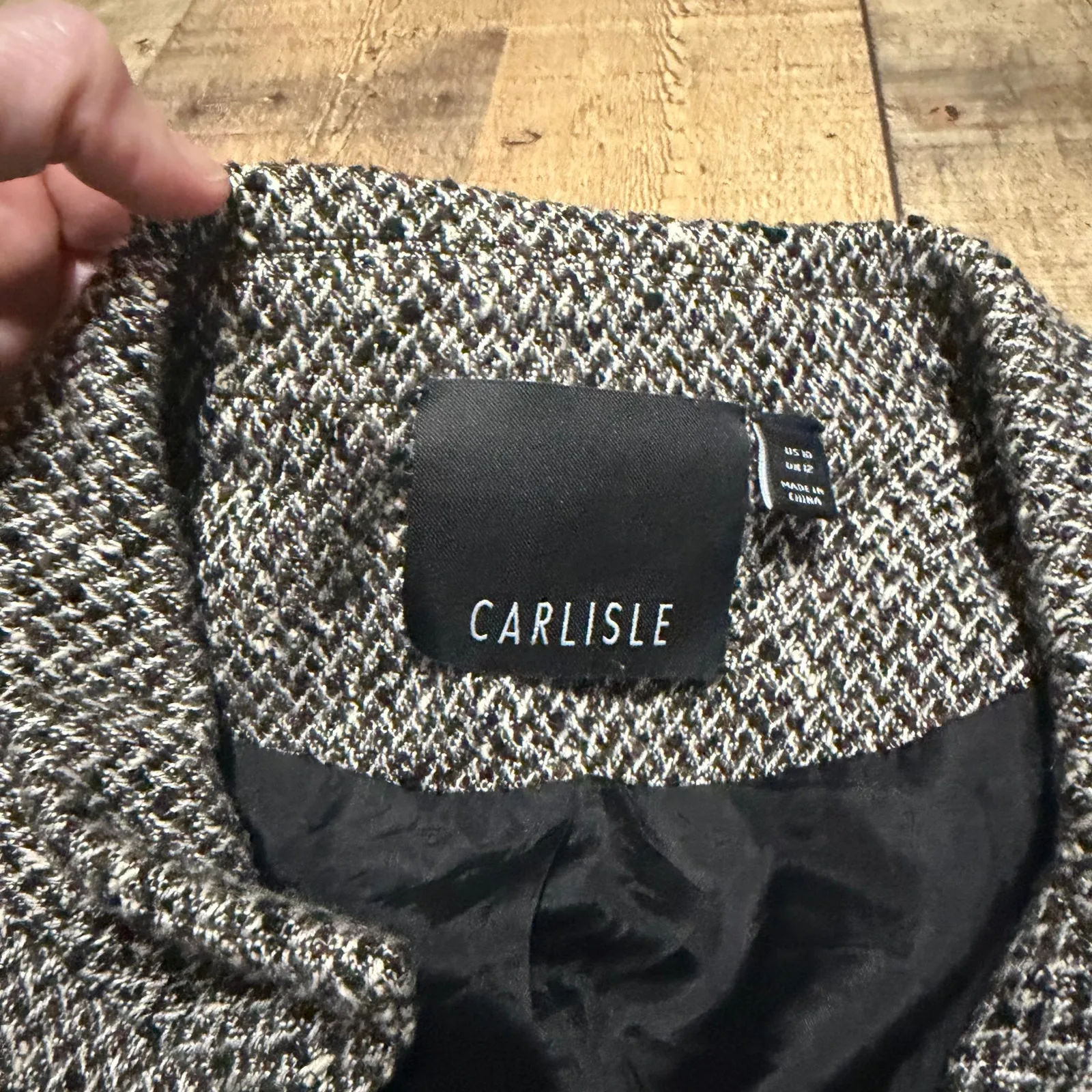 Carlisle Black Brown Wool Blend Lined Blazer Sz 10 Career Wear Closet Staple - Image 5