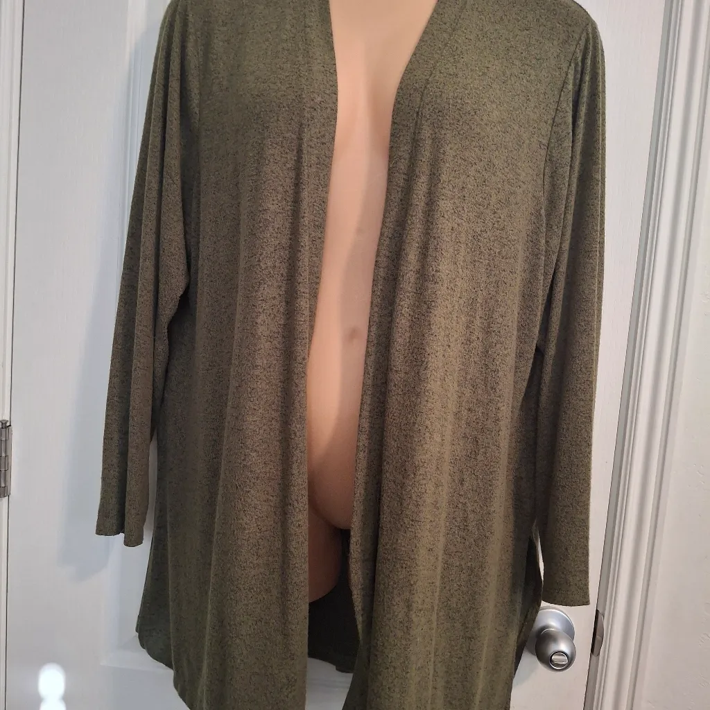 Lane Bryant 18 20 Olive Green Open Front Cardigan Sweater - Image 7