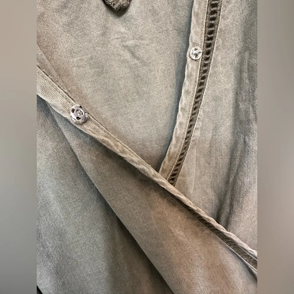 Cloth & Stone Anthropologie Burlingame Romper Green V-Neck Tie Waist NWOT - Image 7