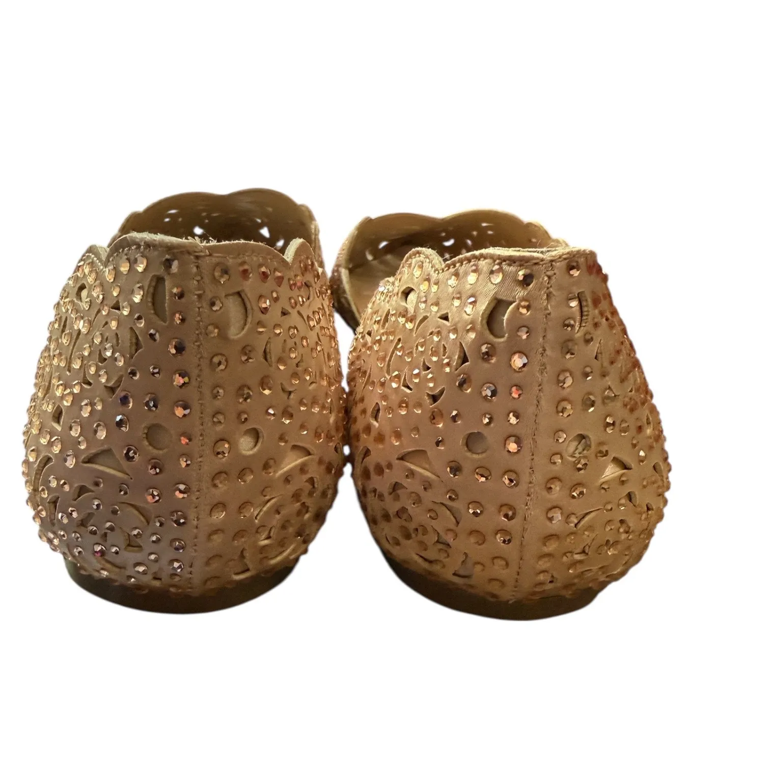 Betsey Johnson SB-Lucky Nude Rhinestone Cutout Flats Size 8M - Image 3