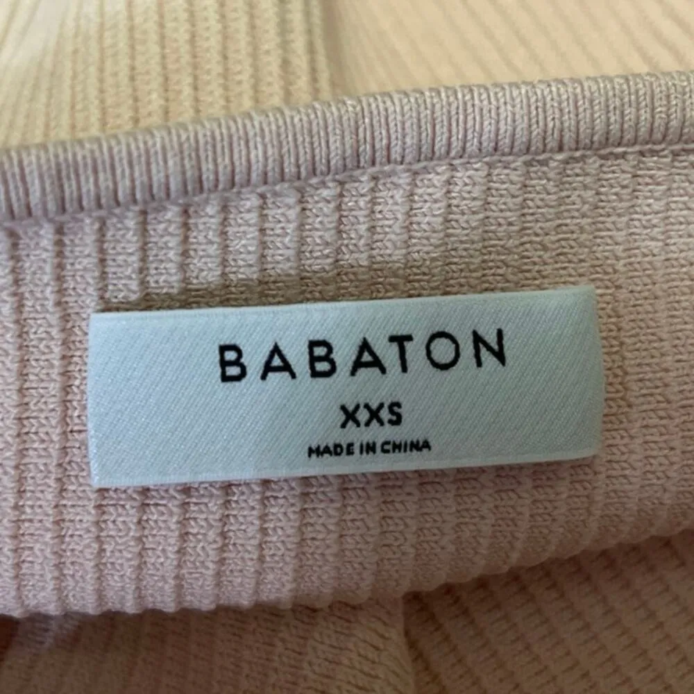 Aritzia Babaton Coral Peach Ribbed Knit Strapless Tube Bandeau Crop Top Size XXS - Image 3