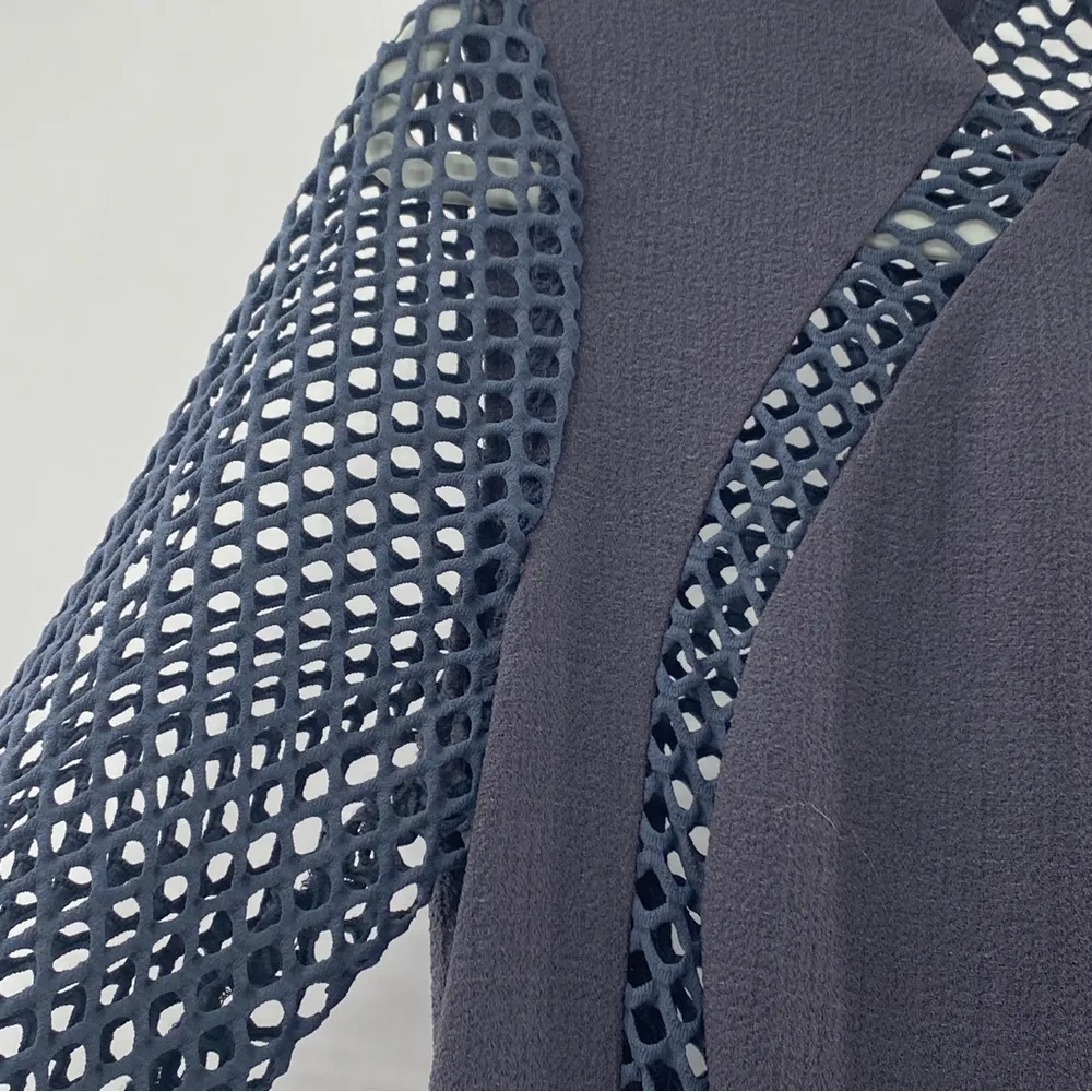 Rebecca Taylor Mesh-Detail Pleated Dress Stormy Gray Size 0 Extra Small - Image 9