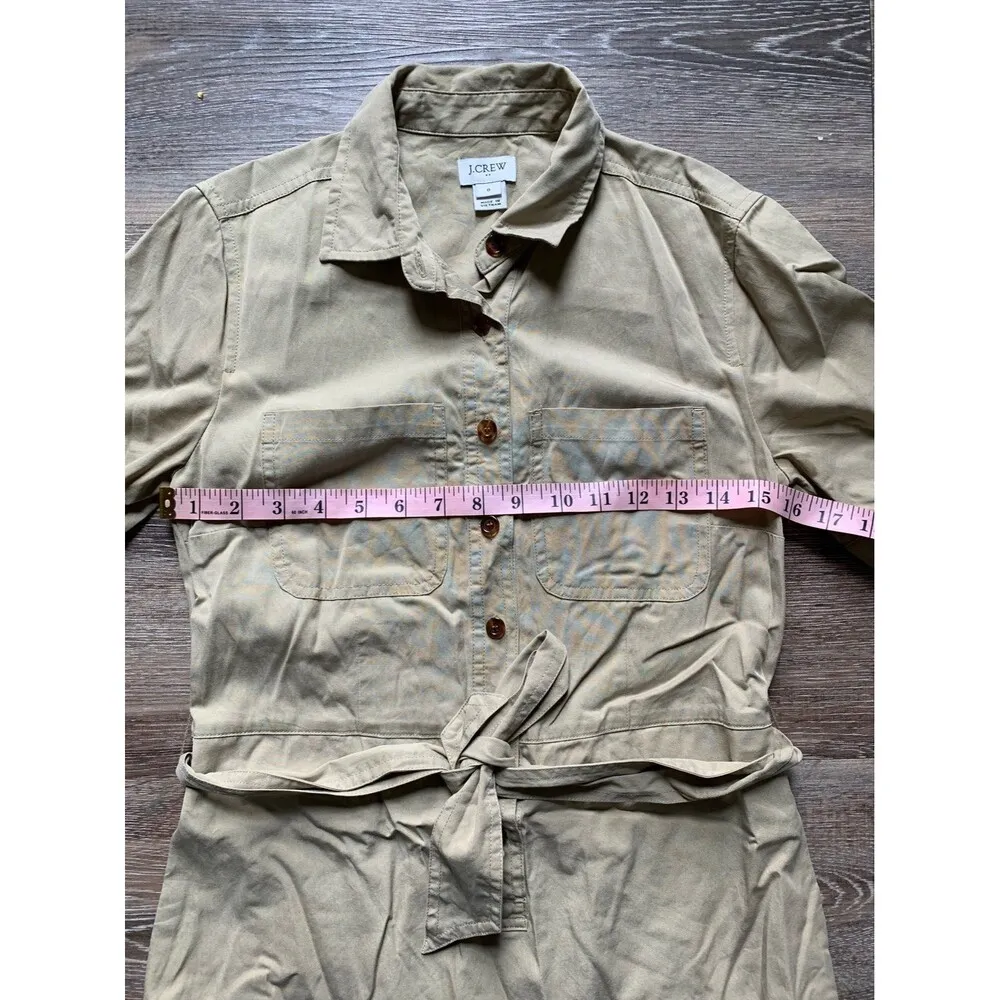 J. Crew Button Down Belted Tan Mini Dress 0 - Image 4