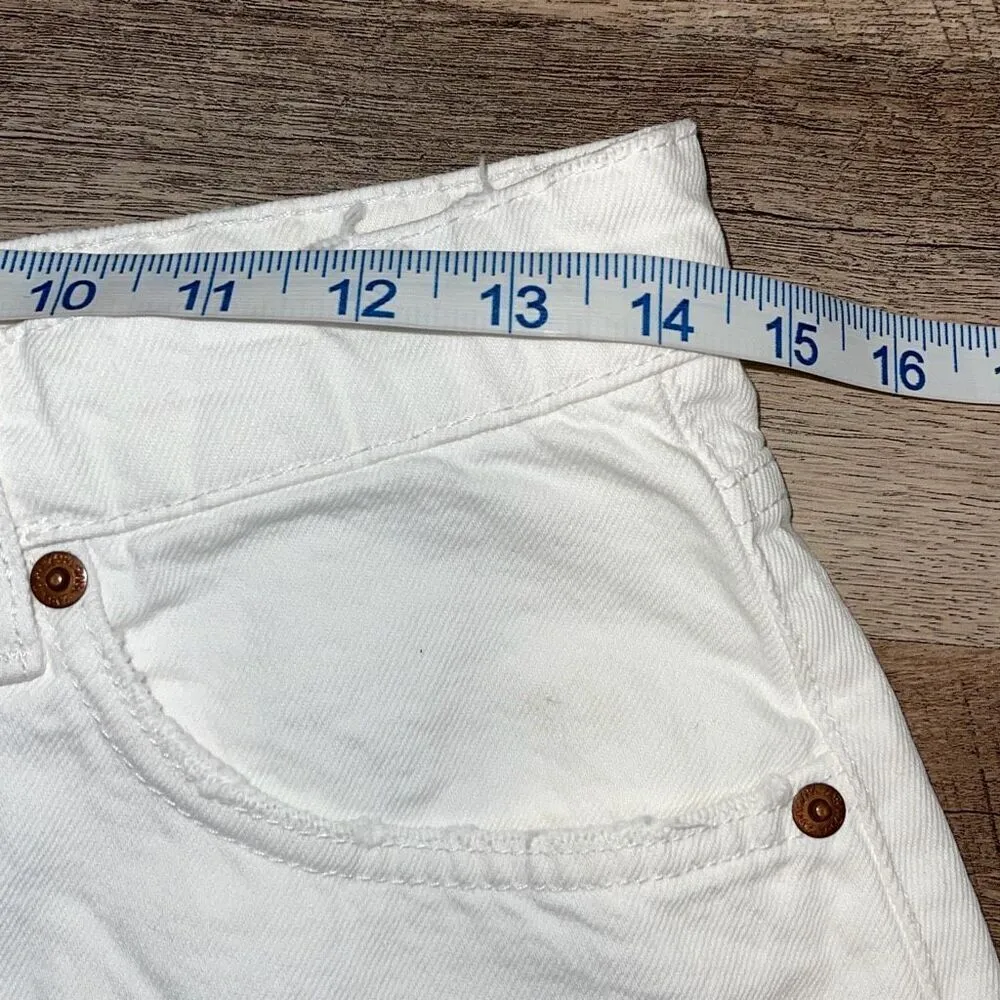 Zara Womens Frayed Hem High Rise Button Fly Denim Shorts‎ White Size 8 - Image 6
