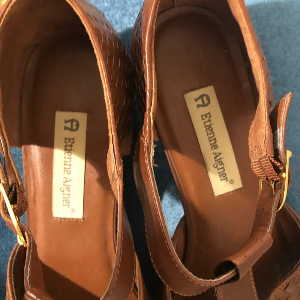 Etienne Aigner  Italian fisherman genuine leather close toe heeled sandals sz 10 - Image 6