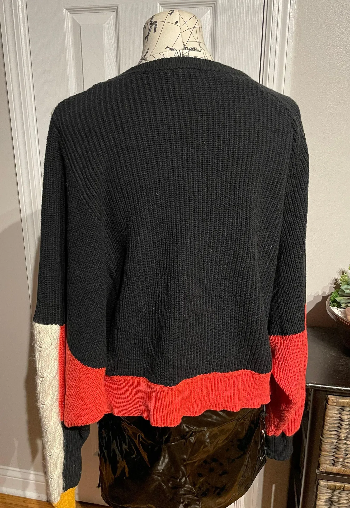 Cliche Vintage Y2k Oversized Chunky Cable Knit Colorblock Funky Indie Multiple Size L - Image 8