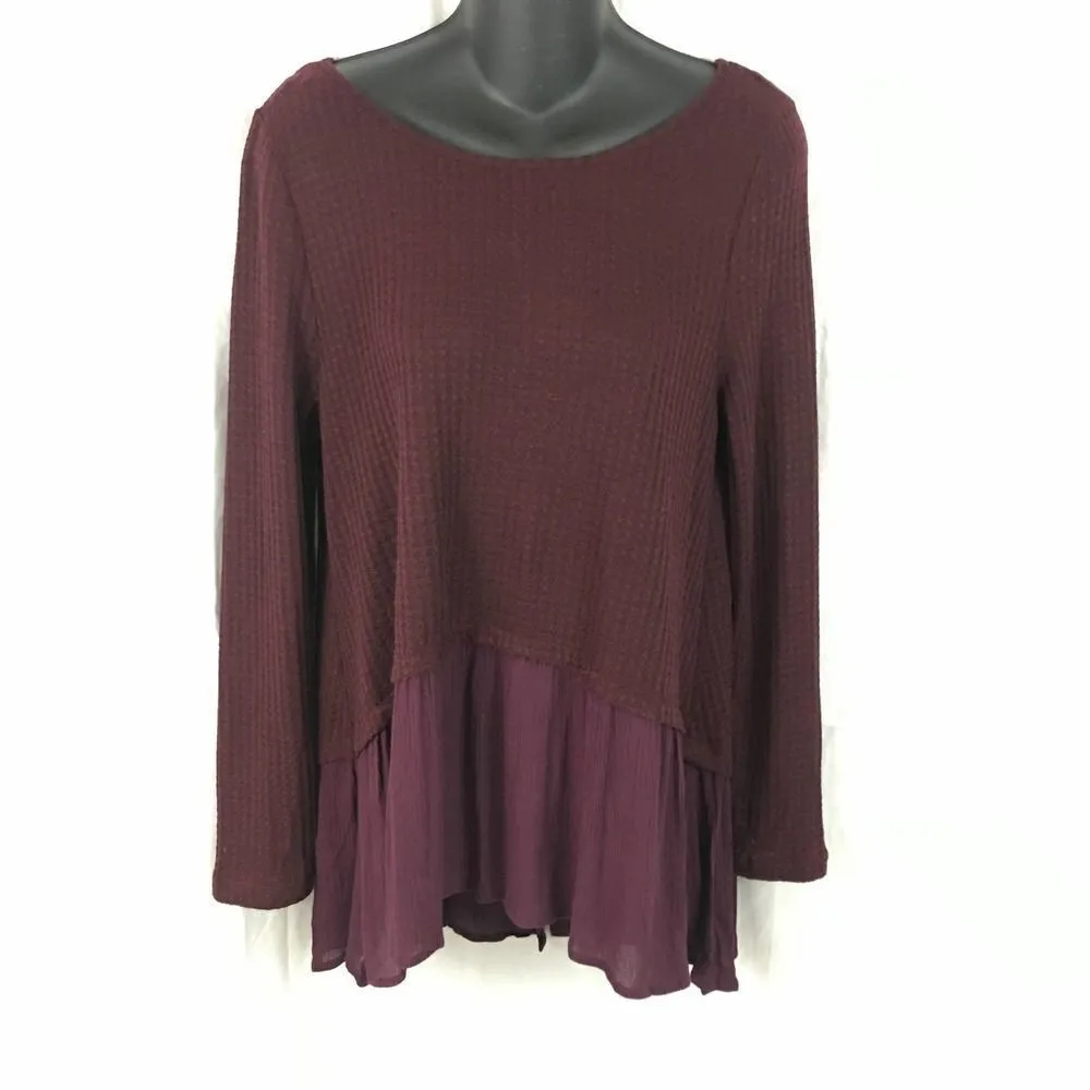 Umgee oversized maroon boho skirted sweater small - Image 5