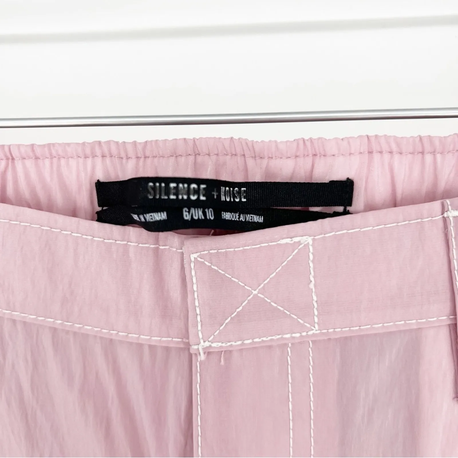 NEW Urban Outfitters Silence + Noise‎ Y2K Nylon Pants 6 Pink - Image 4