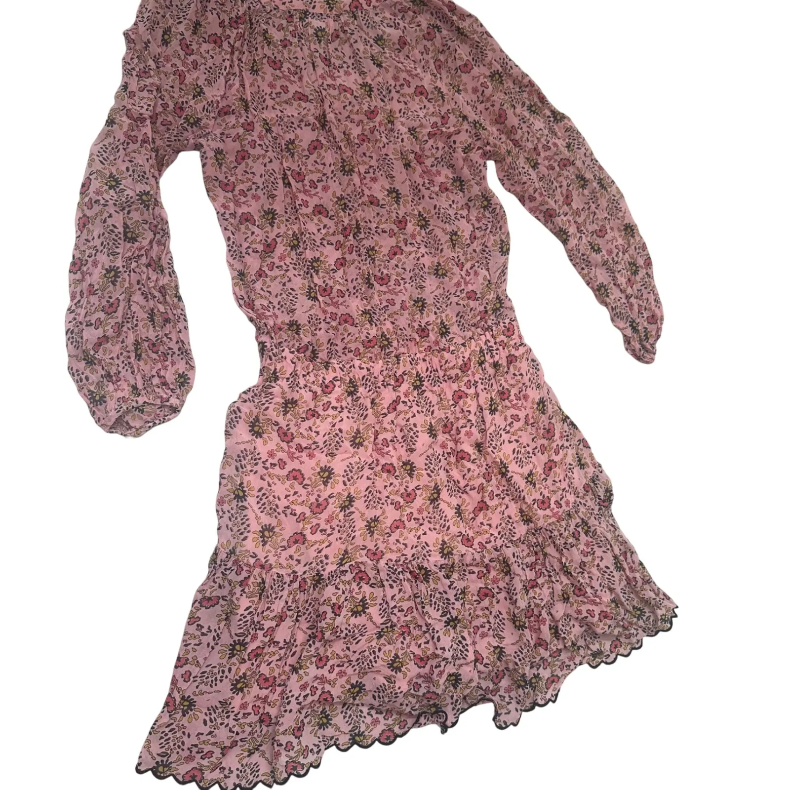 Revolve‎ Velvet by Graham Spencer Aubrey dress pink mini long sleeve sheer large - Image 5