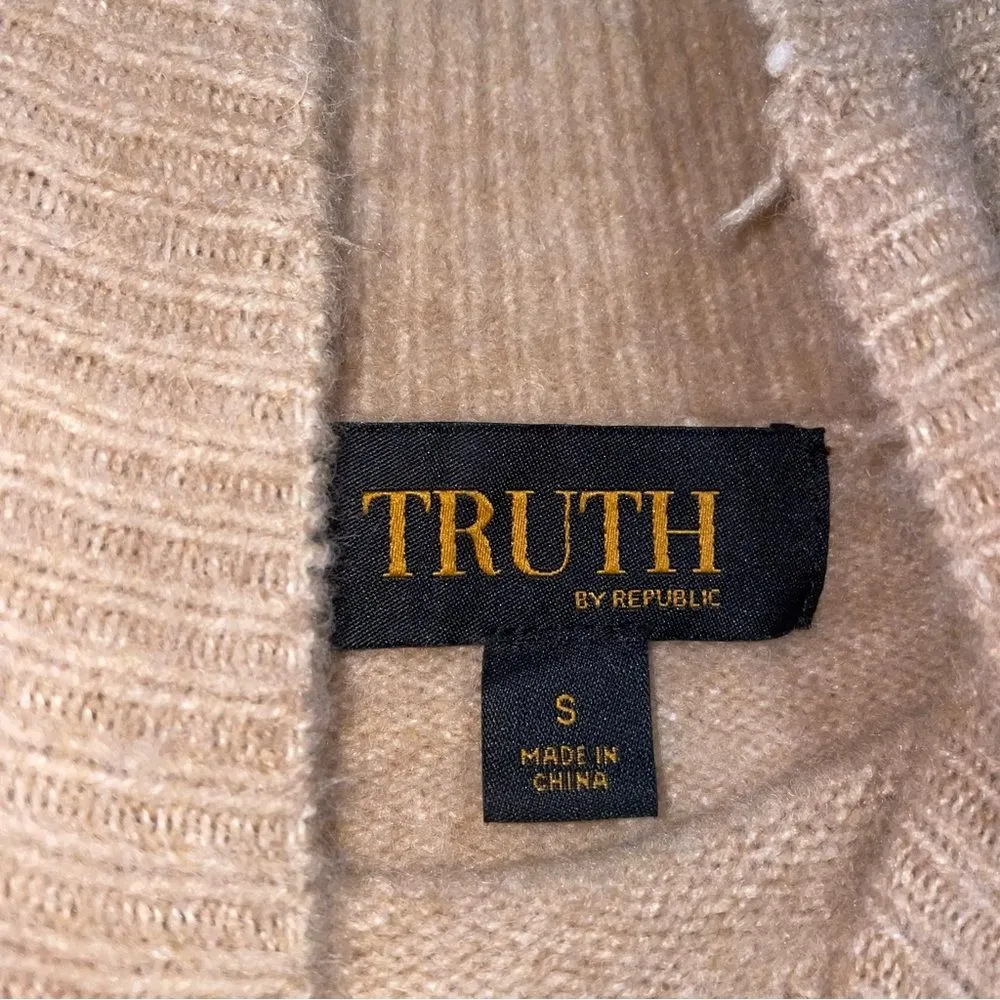 Truth by Republic Wool Blend Sweater Women Size S Oversized Coastal Boho Neutral - Image 4