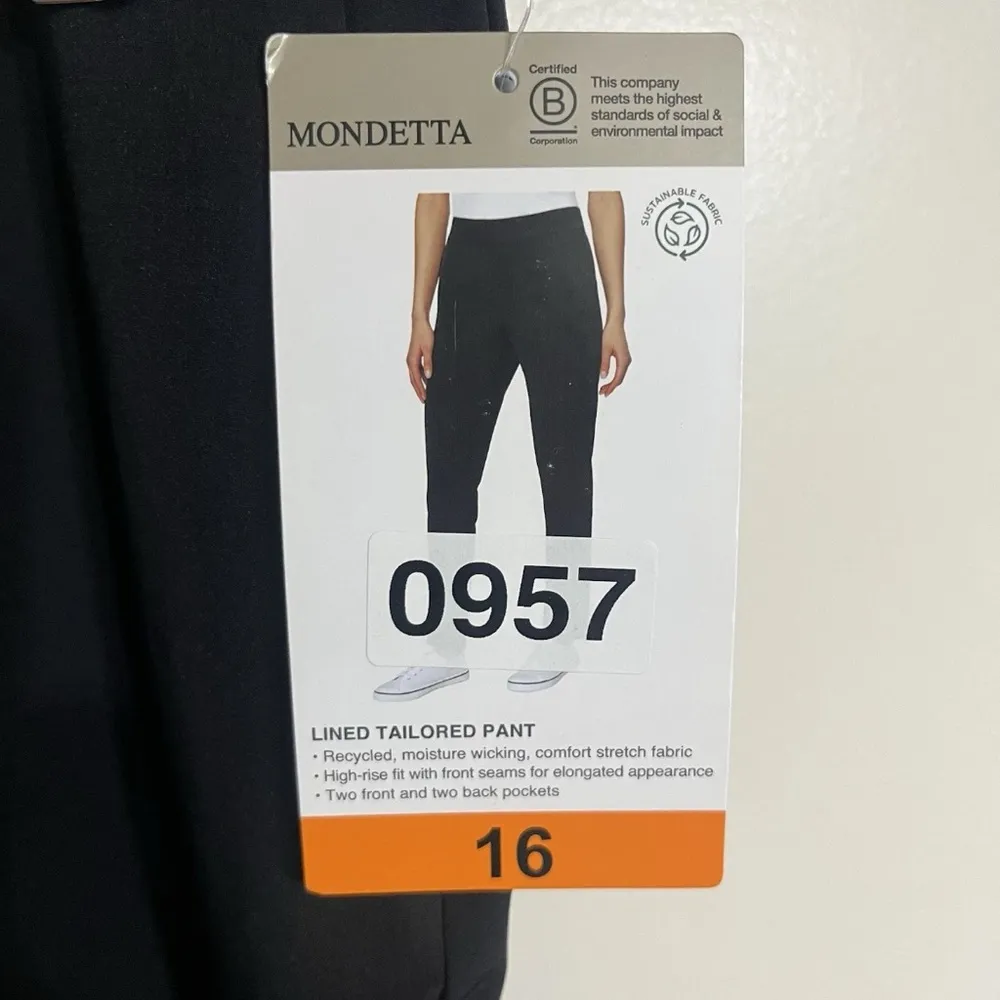 NWT Women’s Mondetta Lined Tailored Pants Athletic Pants Pockets Size 16 Black - Image 2