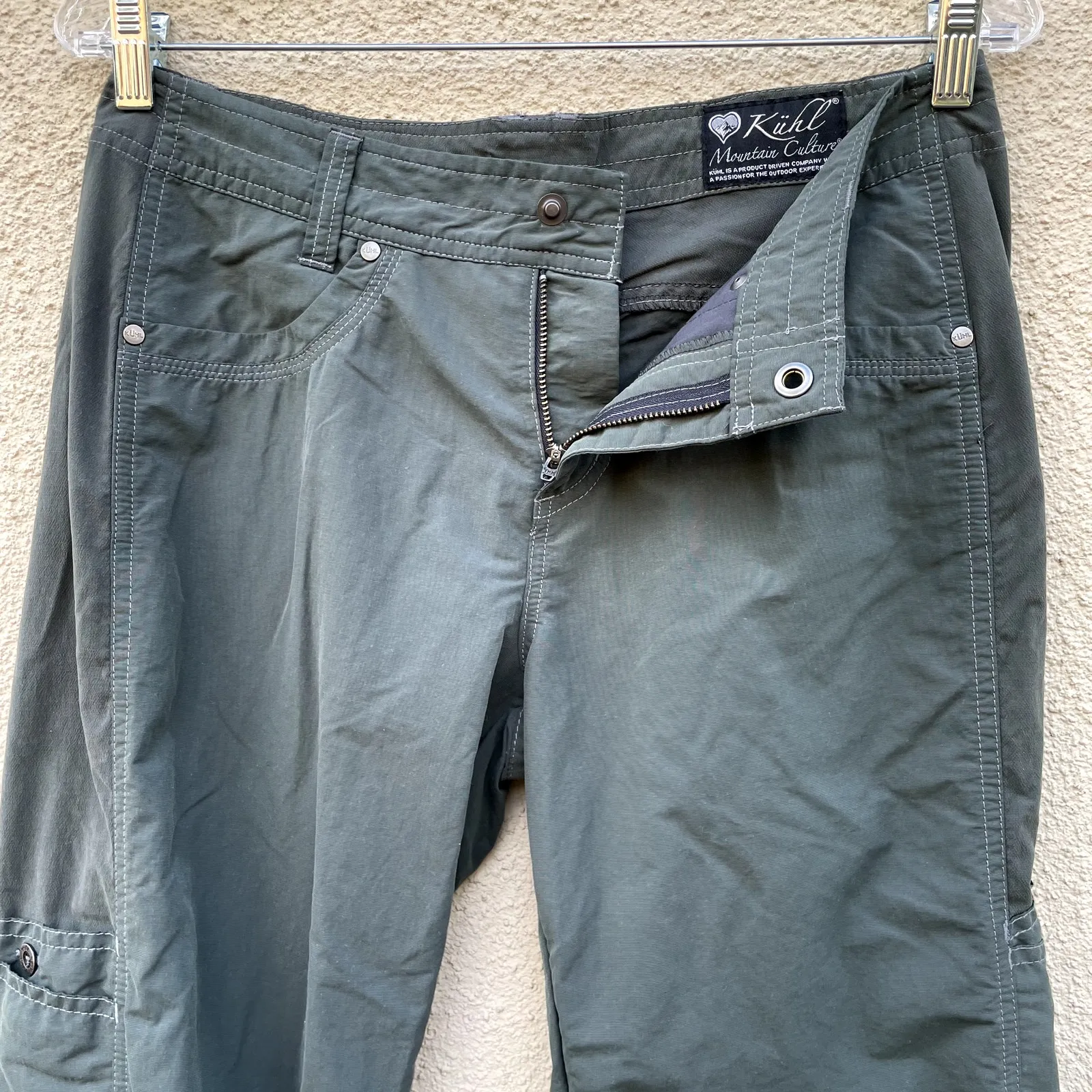 Kuhl Green Convertible Pants 6 Zip Off Shorts Roll Tab Hiking Travel - Image 7