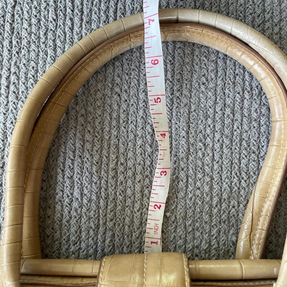 Vintage Y2K Liz Claiborne Butter Yellow Alligator Leather Structured Bag Purse - Image 6