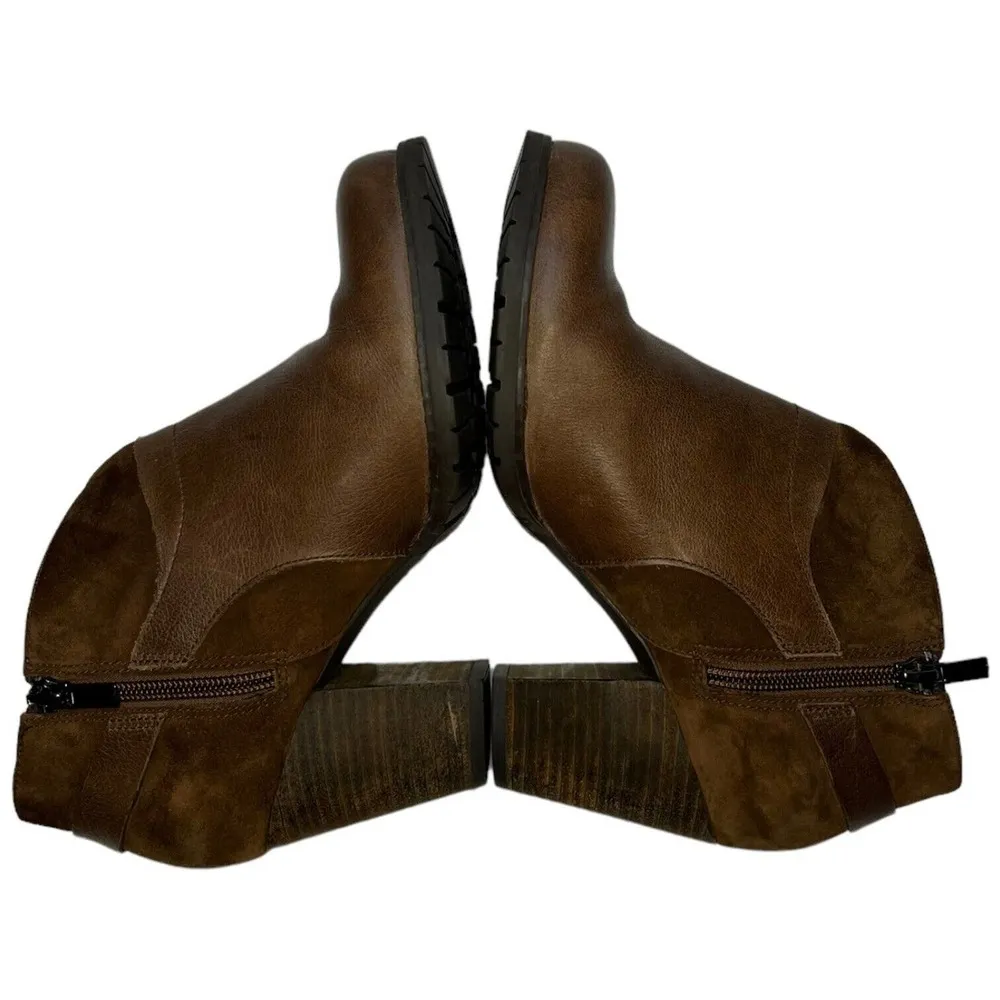 Clarks Artisan Mission Parker Leather Heeled Ankle Chelsea Bootie Brown 7.5 - Image 11