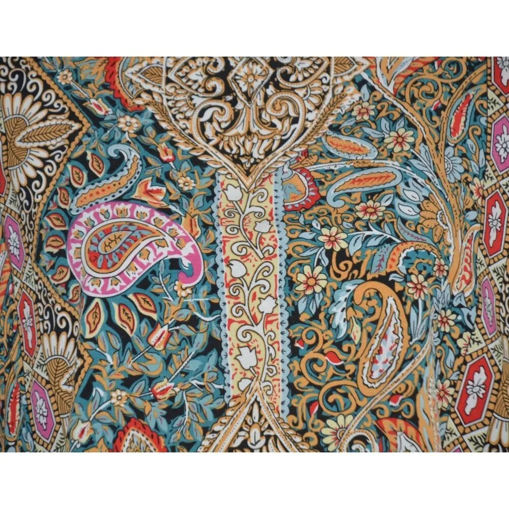 Emery Rose Ladies Paisley Pattern Blouse Top Size XL Balloon Half Sleeves Casual Tan - Image 4