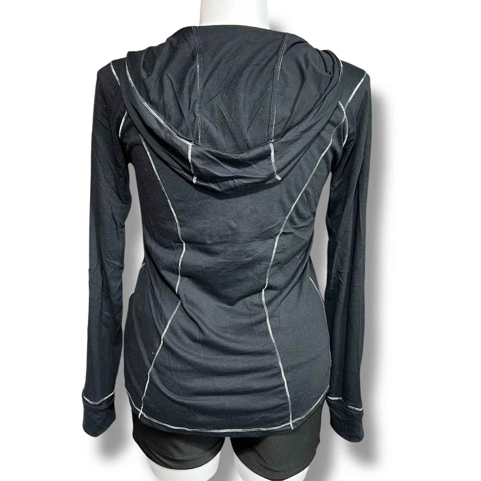 Calvin Klein Performance Womens Athletic T Shirt Top Long Sleeve Hooded Black XL - Image 3