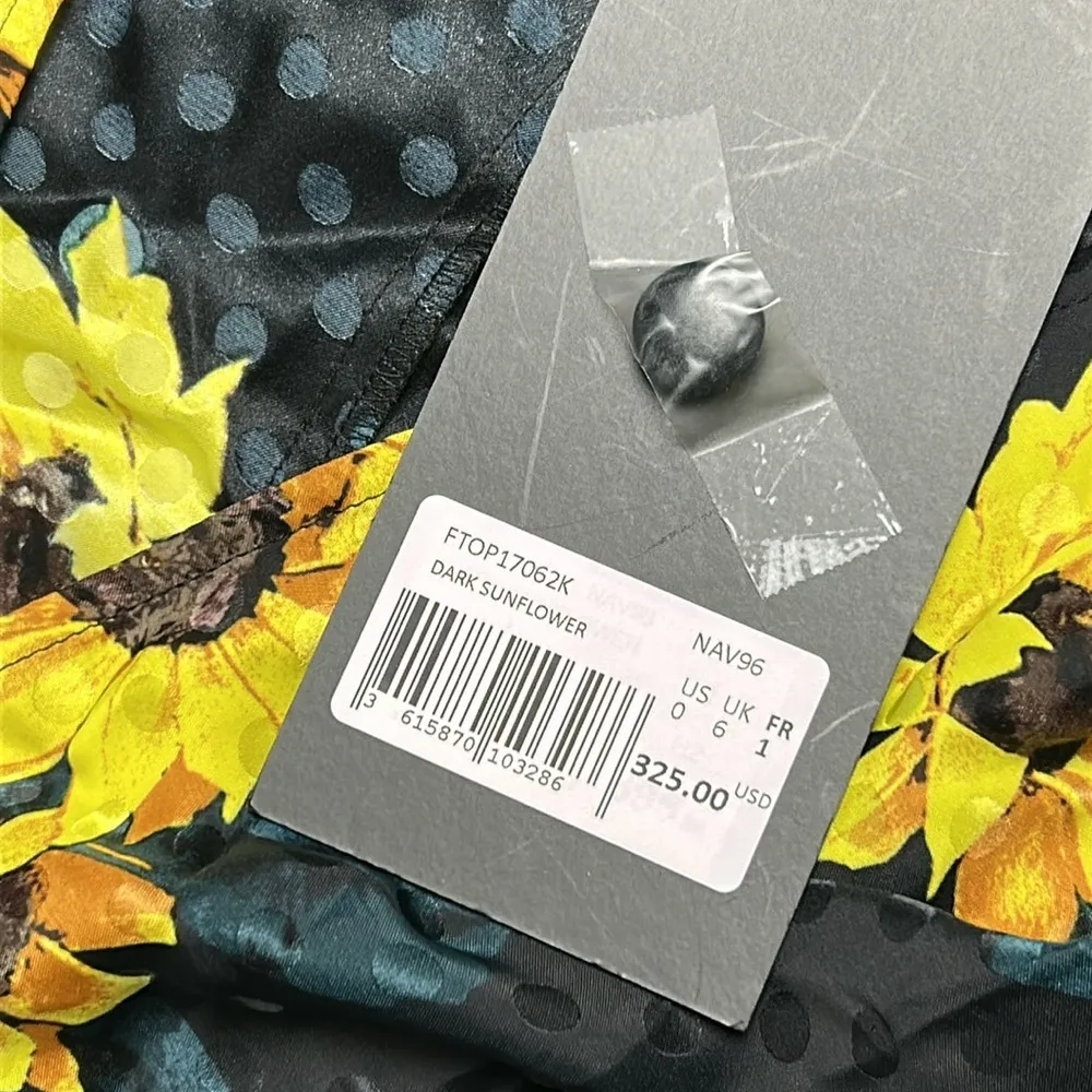 The Kooples Dark Sunflower Silk Blend Blouse/Top Size 0 - Image 10