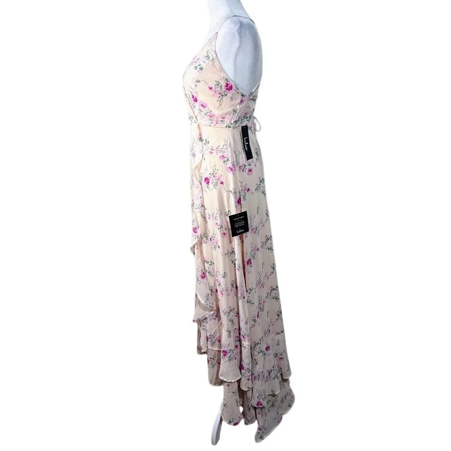 Lulus In Love Forever Blush Floral High Low Gown Maxi Dress Size Small NWT - Image 3