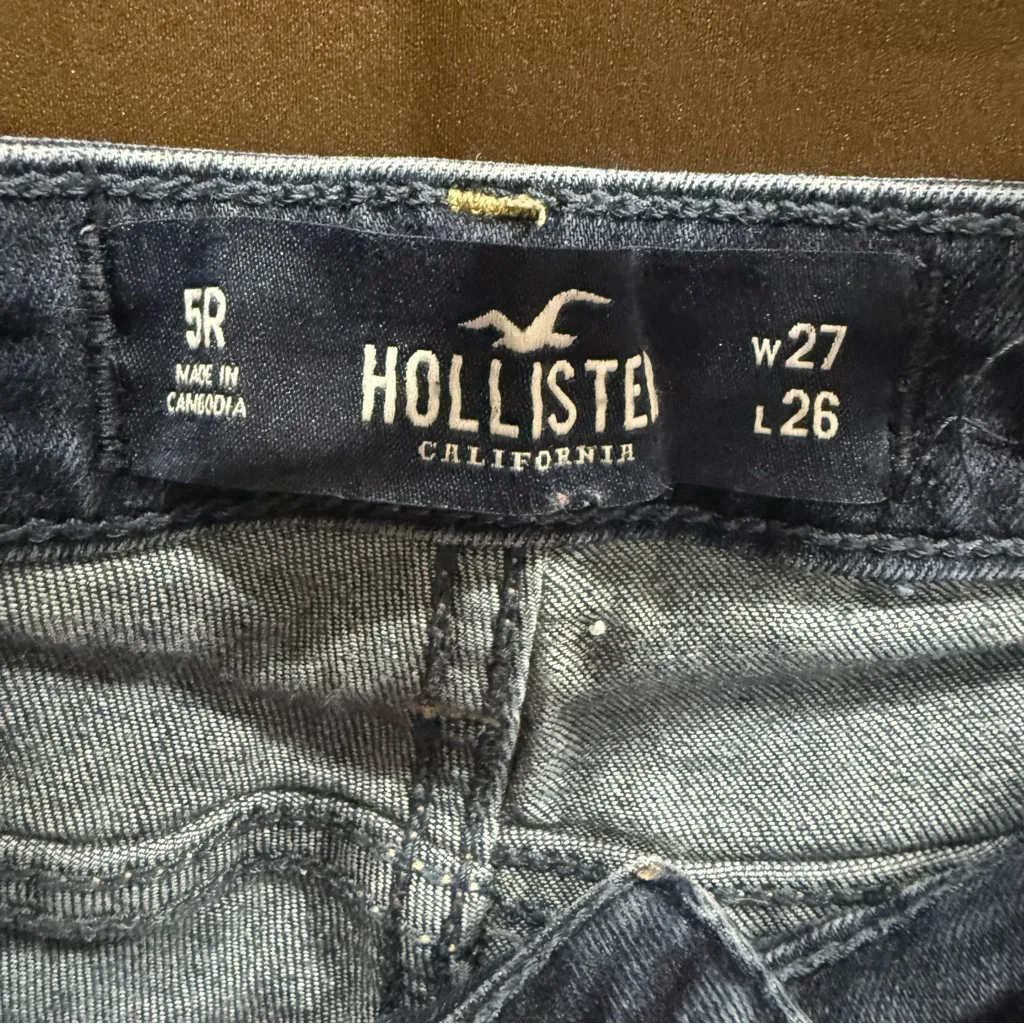Hollister Dark Blue Ripped High Rise Cropped Super Skinny Jeans Size 5R 27W 28L - Image 6