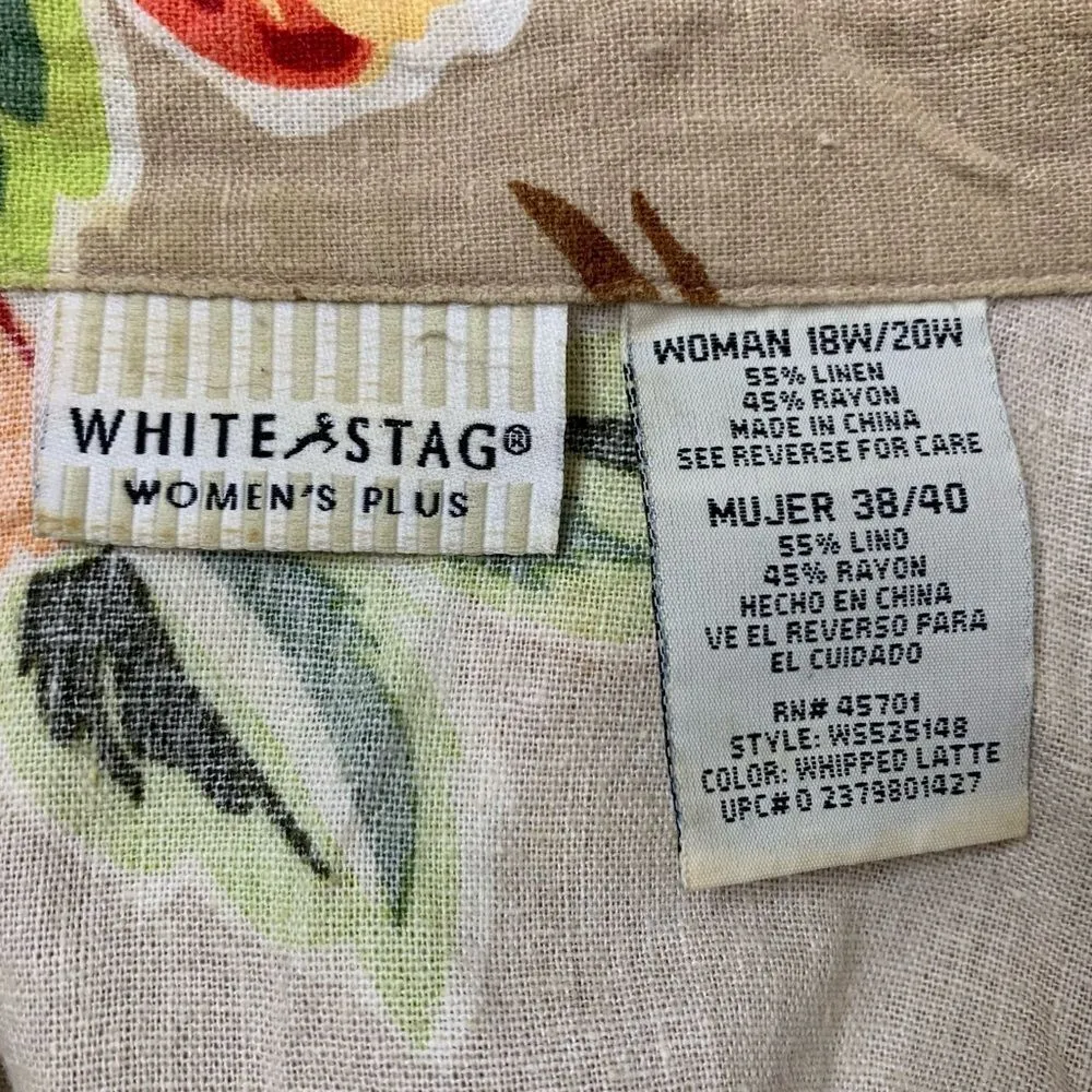 White Stag Linen Blend Hawaiian Button Down Women’s Shirt - Image 9