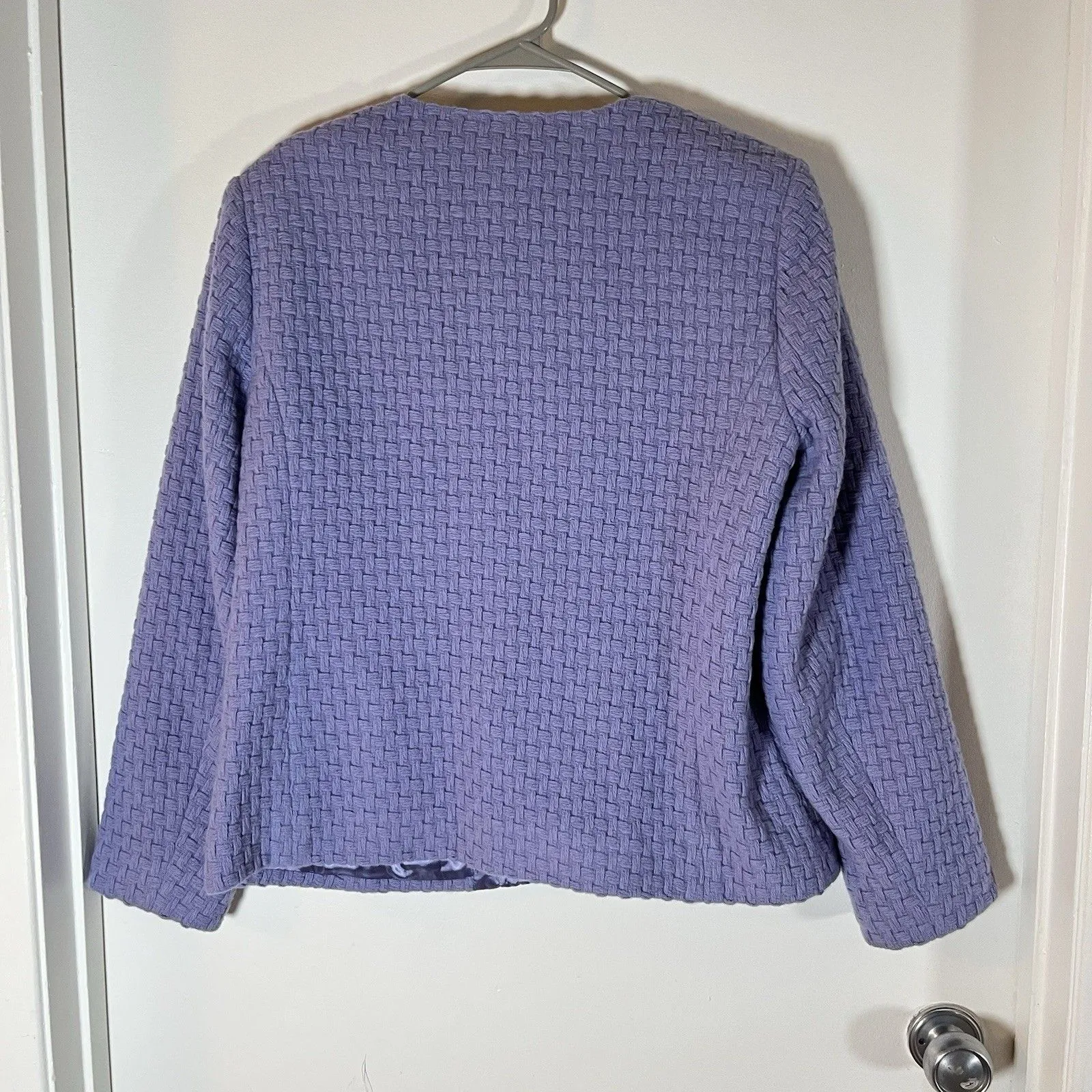 Appleseeds Jacket Womens Sz 14 80% Wool Lavender Knit Purple Size L - Image 2