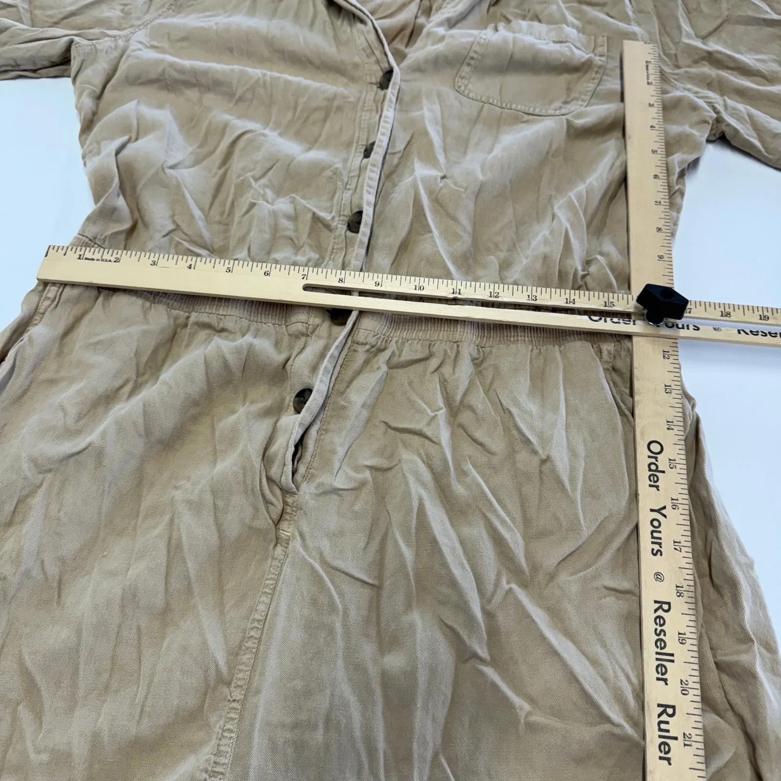 Faherty Romper Womens X Large Brown Arlie‎ Button Up Collared Linen Blend - Image 9