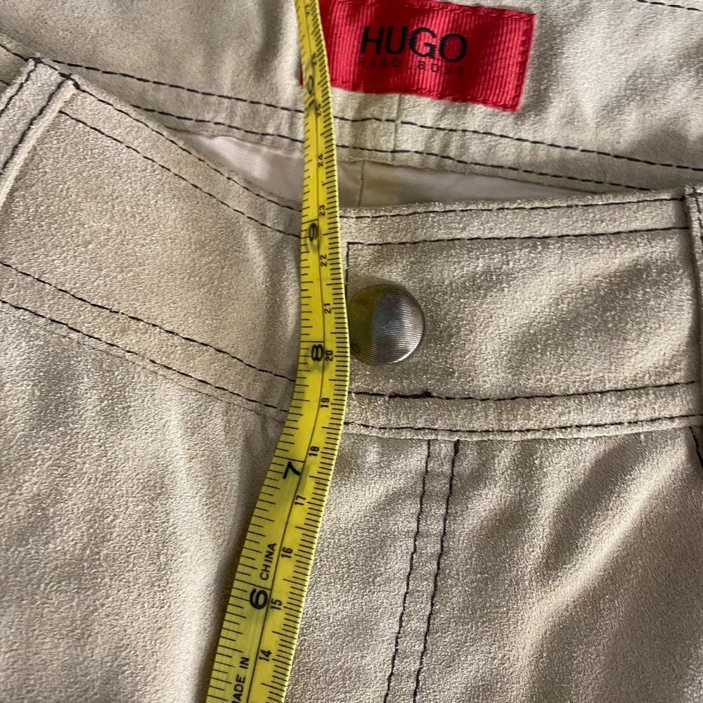 Vintage Red Label Hugo Boss Lamorin Low Rise 100% Leather Wide Leg Tan Pants-10 - Image 5