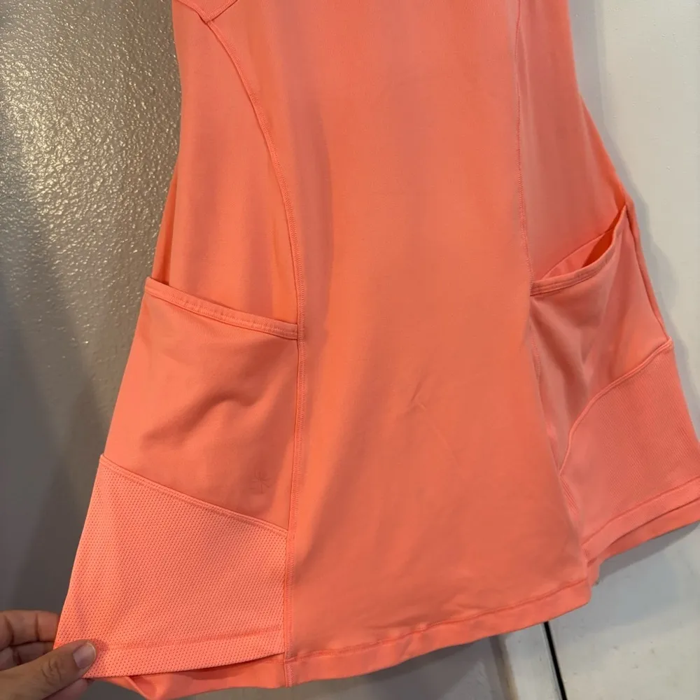 Athleta Deuce Court Tennis Dress Melon Shock Built In Bra Sheer XS Coral Orange - Image 4