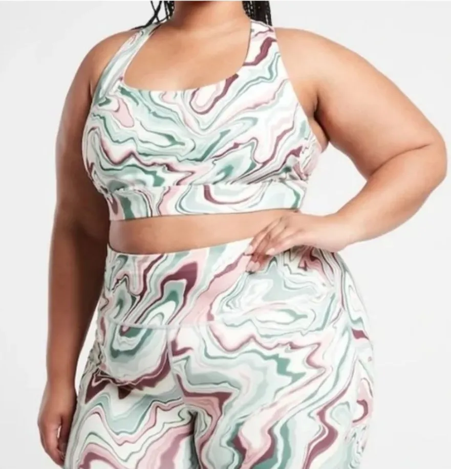 Athleta 981760 Ultimate Printed Sports Bra D-DD Marble Multi Women's 3X NWT $54 - Image 1