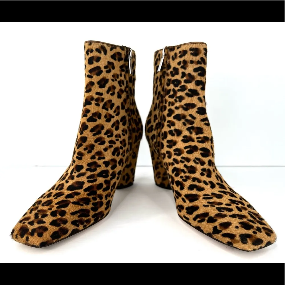 Jimmy Choo Mirren Calf Hair Leopard Print Fur Side Zip Fur Ankle Boots Size 37.5 - Image 8