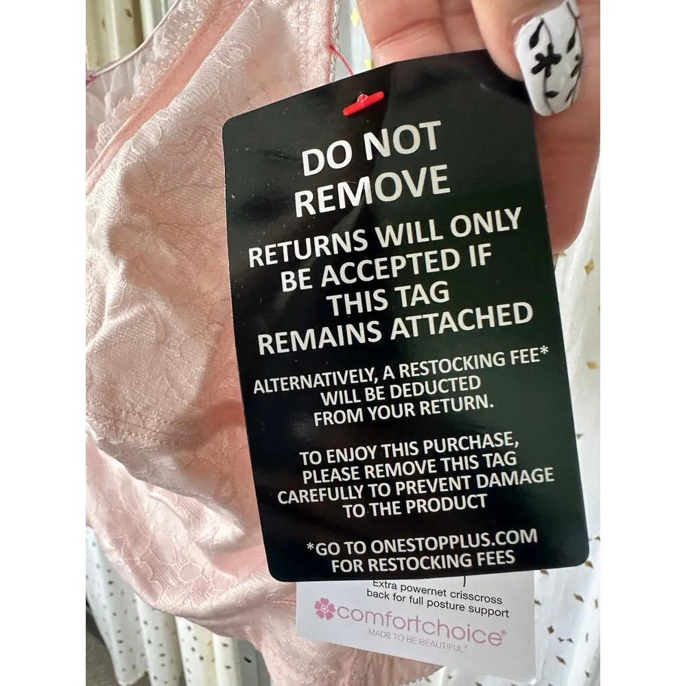 Comfort Choice NWT Pink Posture Support Front Hooks Wireless Lace Trim Bra 48B Size undefined - Image 6