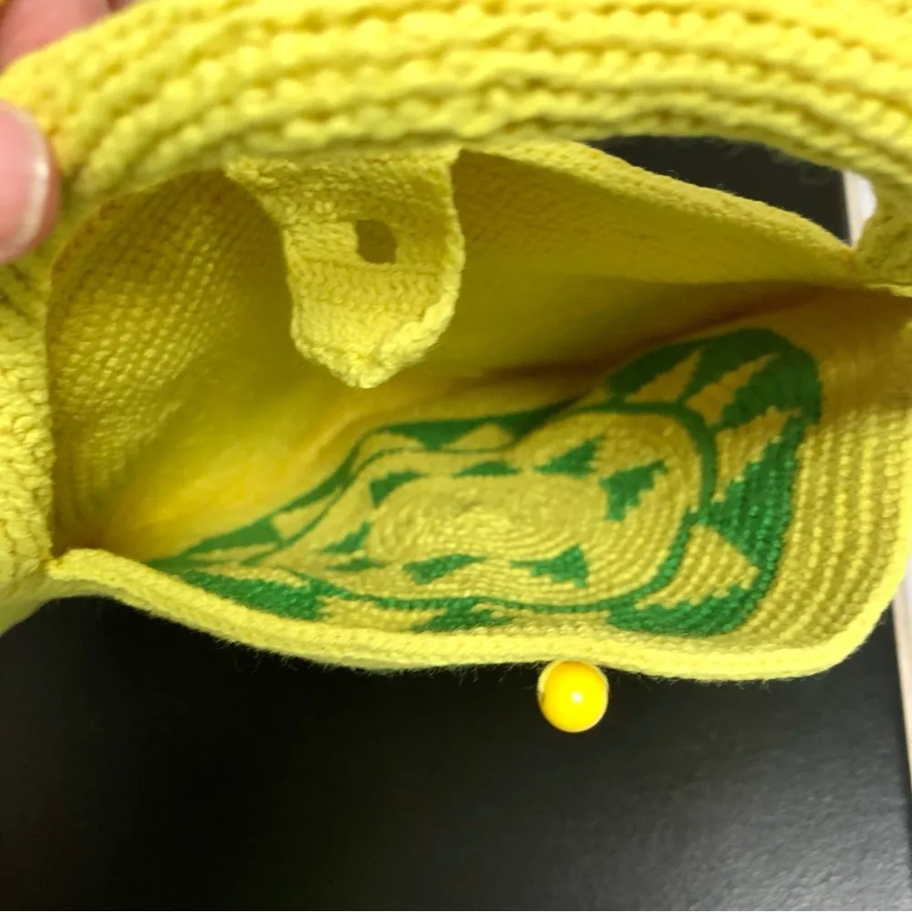 NEW WAYUU Handmade Tribe Round Woven Mini Bag Clutch Wristlet Sun Artisan Yellow - Image 2