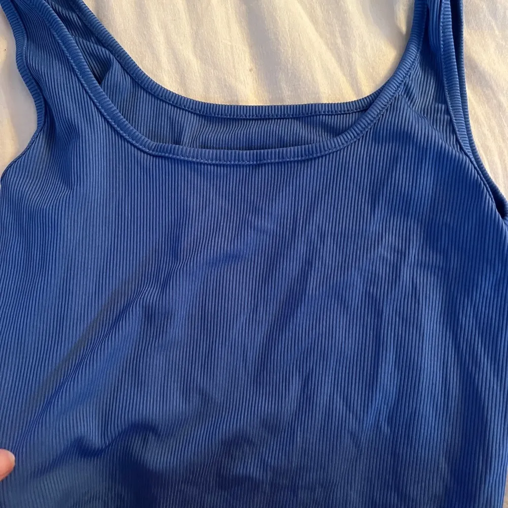Sleeveless Ribbed Bodysuit Blue Size L - Image 2