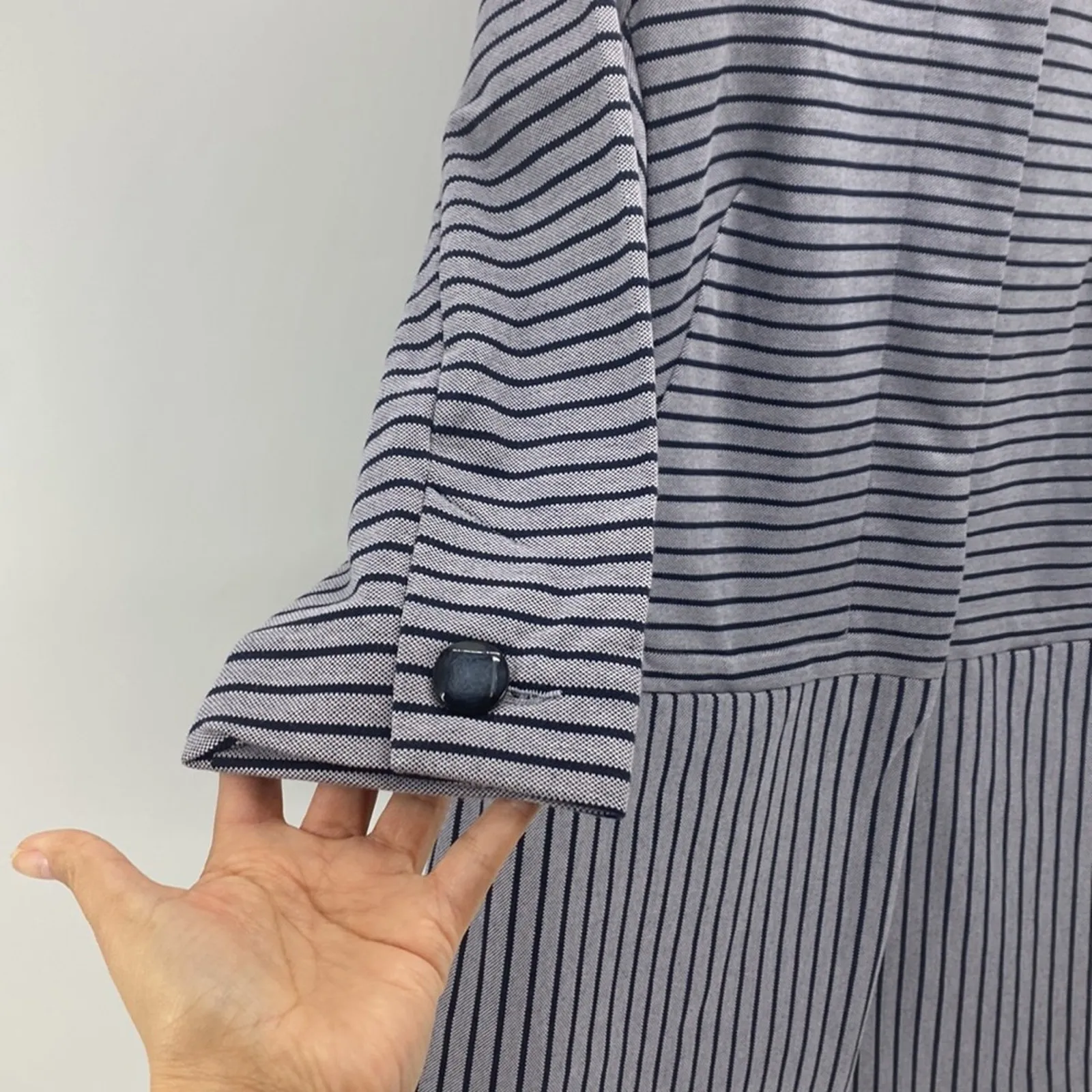 Cabi Dappled Stripe Car Coat Cotton Blend 3 quarter sleeve pockets size s - Image 7