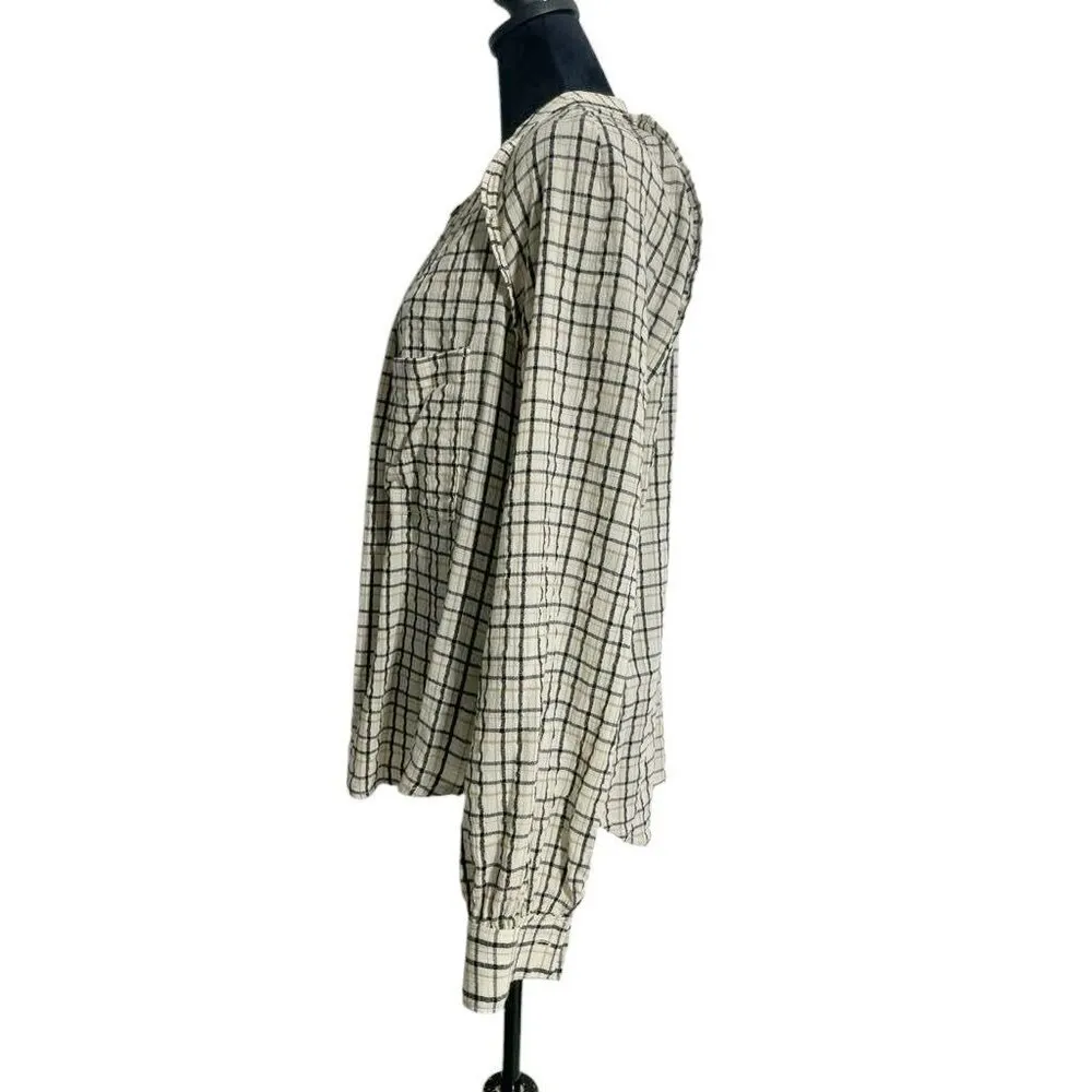 Pilcro Size XL  Top Blouse Plaid Long Sleeve Button Down - Image 5