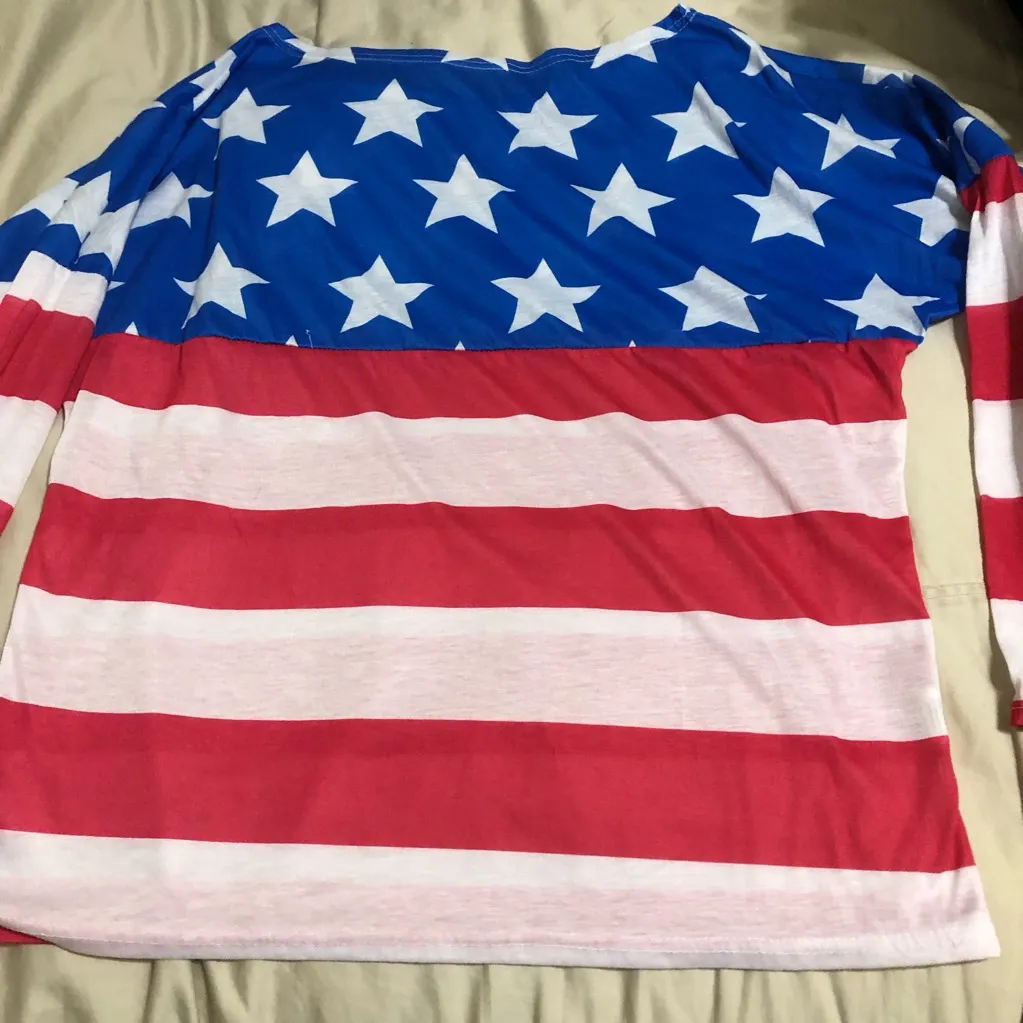 Patriotic Stars and Stripes Long Sleeve Shirt X - Image 2